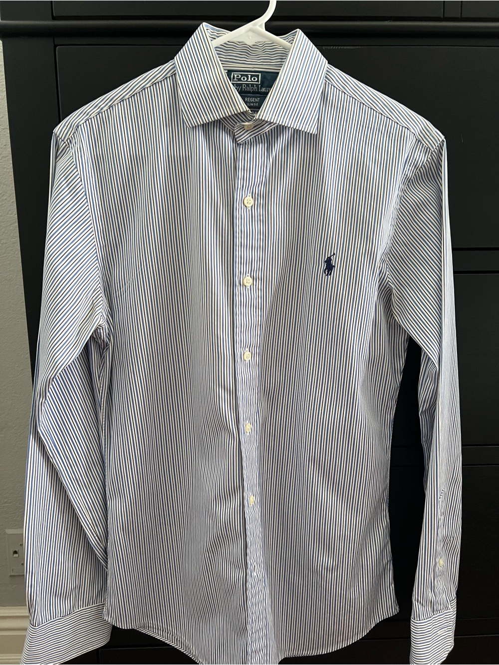 Ralph Lauren Blue and White Striped Dress Shirt